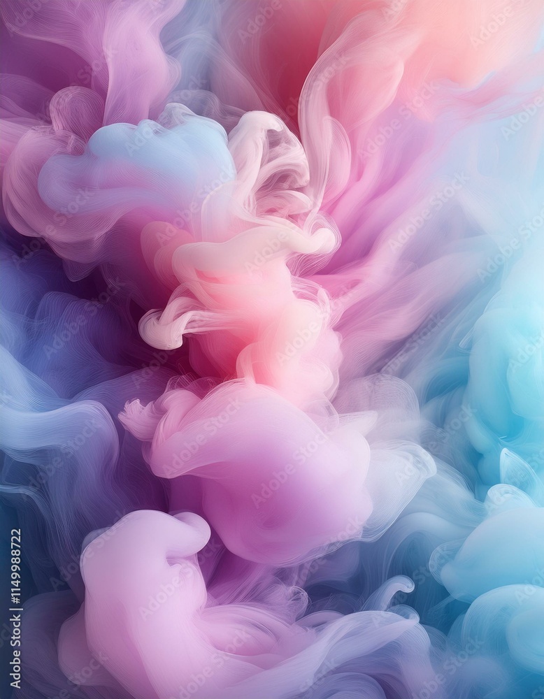 Fototapeta premium Generated image A visually pleasing vertical wallpaper featuring soft, billowing fumes in a blend of pastel
