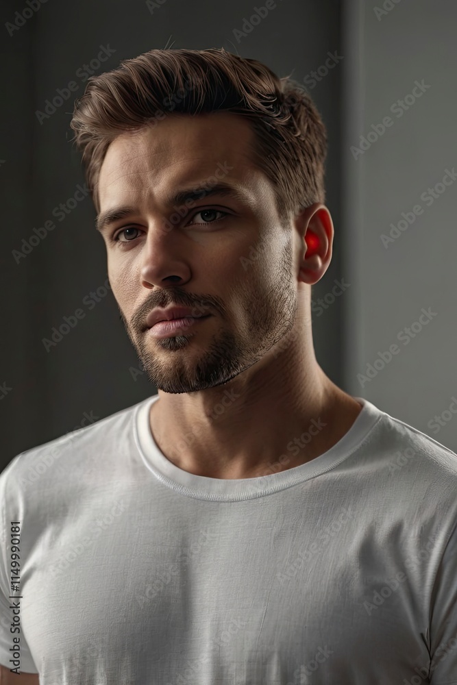 realistic plain t-shirt mockup is displayed on a plain white background. The t-shirt is made of soft cotton fabric with a smooth texture, featuring a plain design across the center of the chest realistic plain t-shirt mockup is displayed on a plain white background. The t-shirt is made of soft cotton fabric with a smooth texture, featuring a plain design across the center of the chest