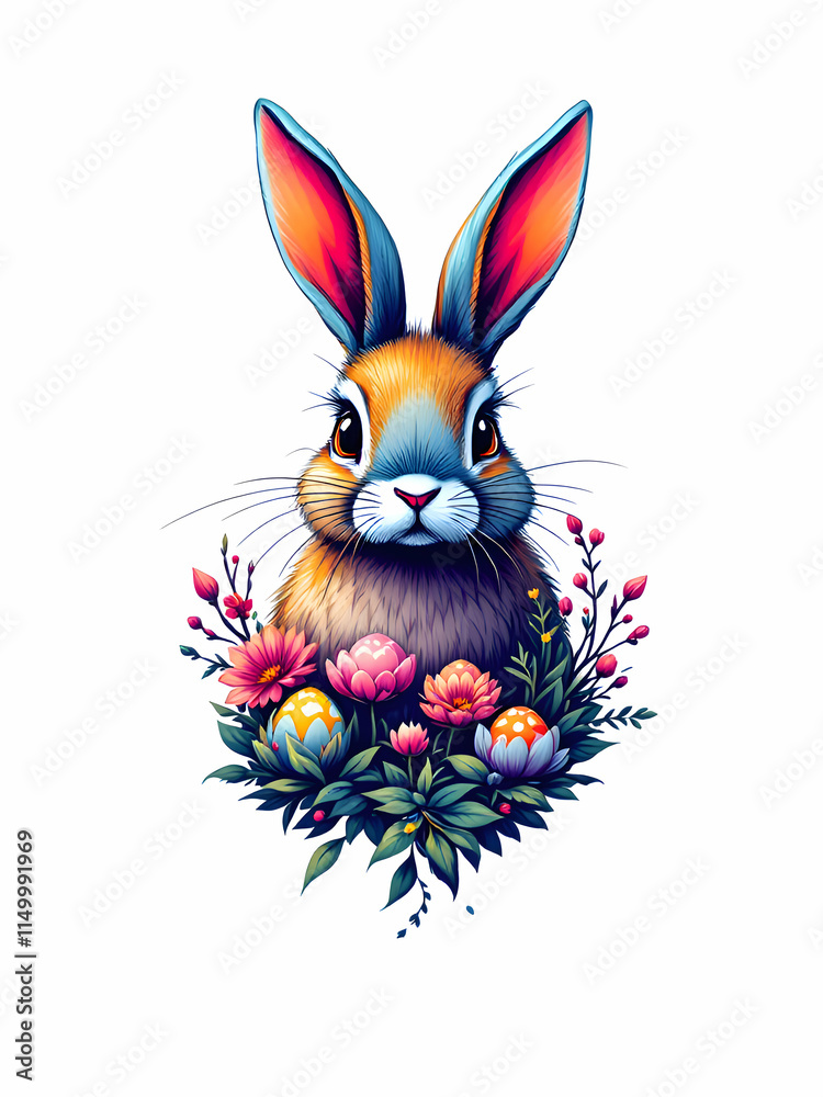 Obraz premium Creative abstract Easter bunny logo illustrated on white background