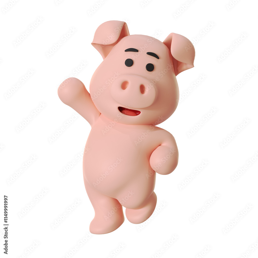 Cute Pig Mascot Jumping High Cute Pig Mascot Jumping High