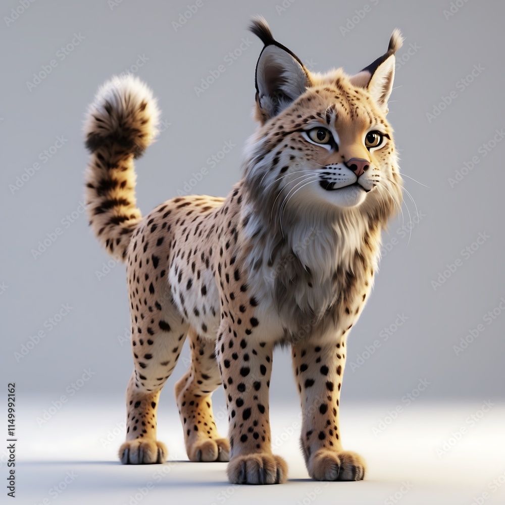 Obraz premium Majestic Eurasian Lynx: A Stunning 3D Render of a Wild Cat
