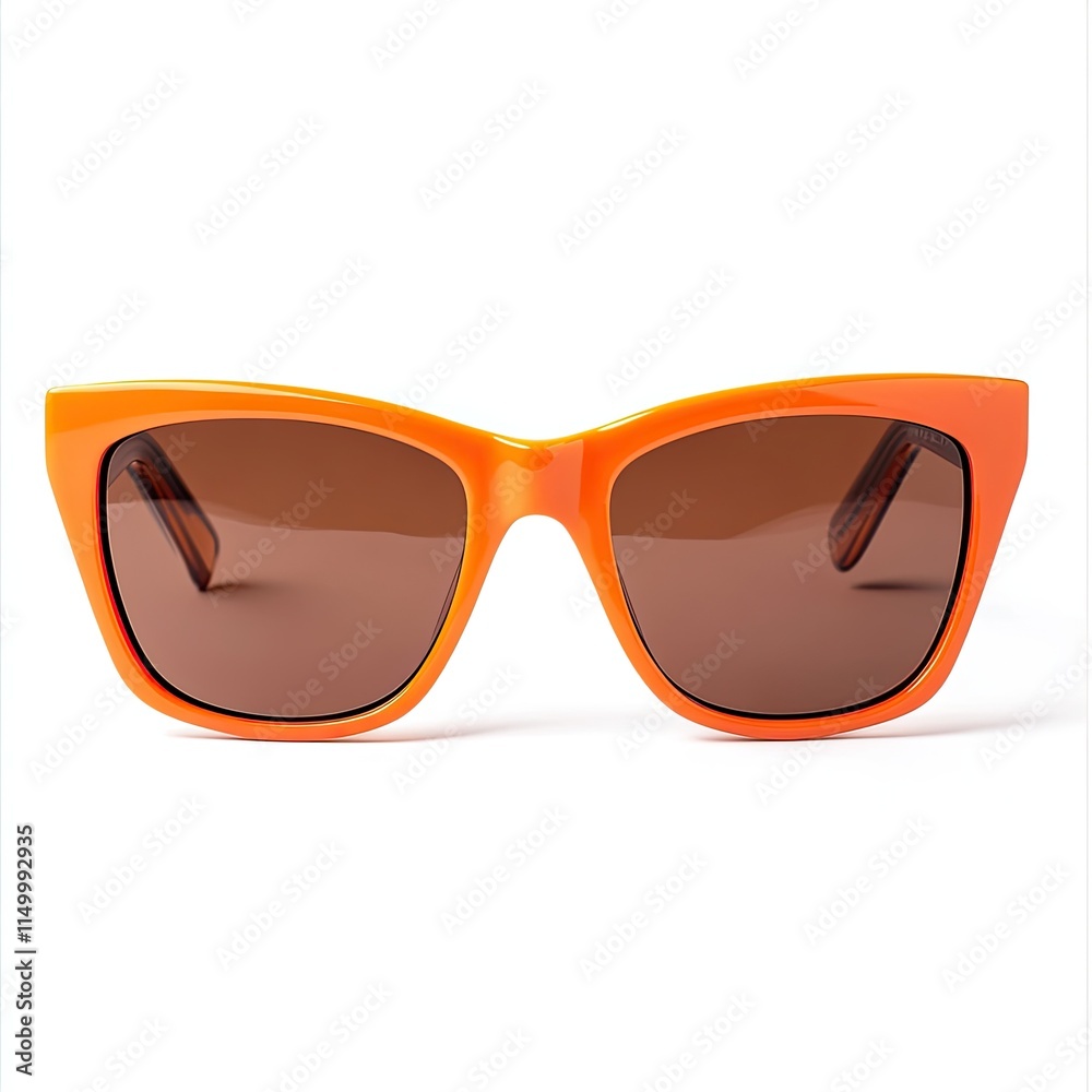An orange pair of sunglasses with brown lenses on a white background png An orange pair of sunglasses with brown lenses on a white background png