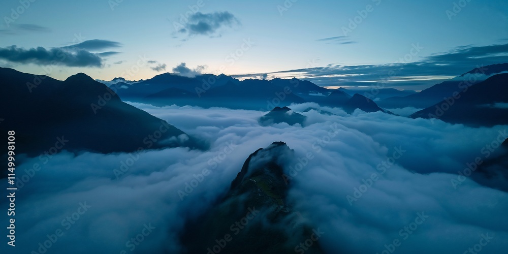 Misty Mountain Peaks at Dawn. Misty Mountain Peaks at Dawn.