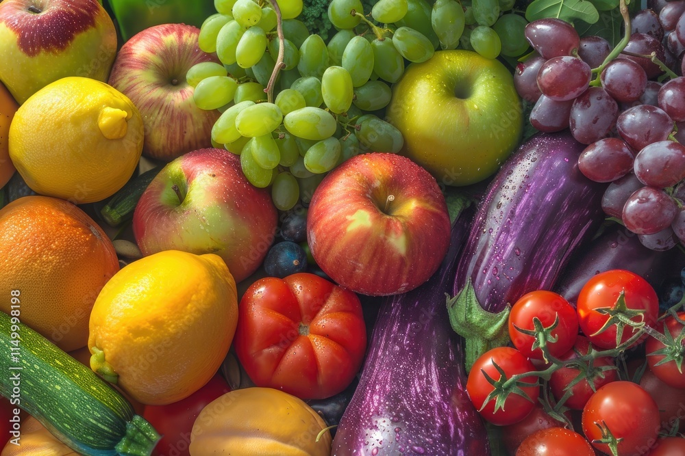 Vibrant Assortment Of Fresh Fruits And Vegetables Vibrant Assortment Of Fresh Fruits And Vegetables