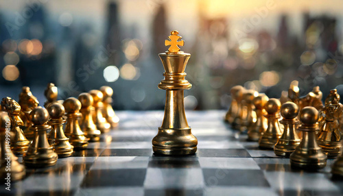 The Golden King Chess Piece Standing Tall Above the Rest in a Game of Strategy