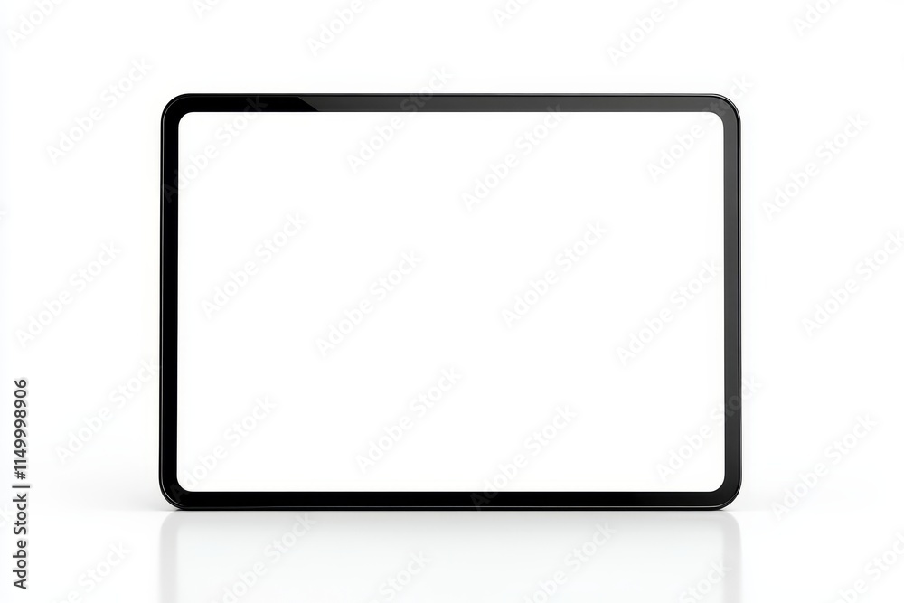 Black tablet with blank white screen isolated on white background. Black tablet with blank white screen isolated on white background.