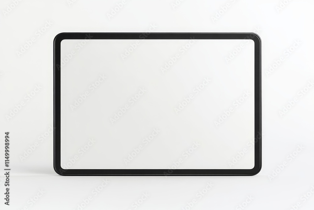 Modern black tablet with blank white screen isolated on white background. Modern black tablet with blank white screen isolated on white background.
