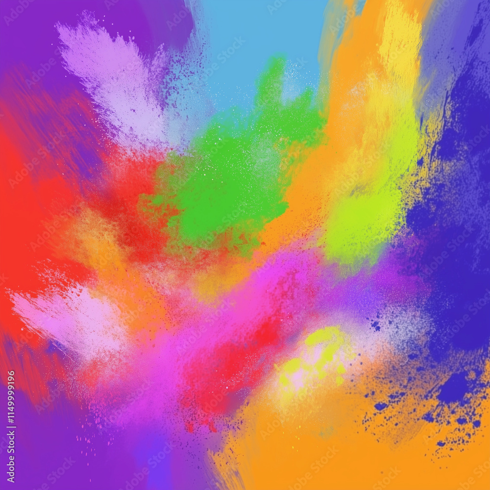 Vibrant abstract colorful explosion on a blue background with copy space Vibrant abstract colorful explosion on a blue background with copy space
