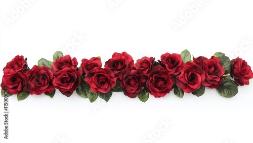 Red rose garland isolated on white background.