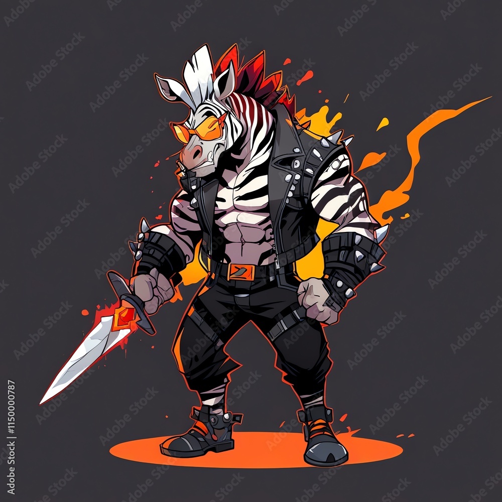 Striking Zebra Rocker: A Fierce Fusion of Wildlife and Rebellion Striking Zebra Rocker: A Fierce Fusion of Wildlife and Rebellion