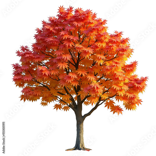 Autumn maple tree with vibrant red leaves photo