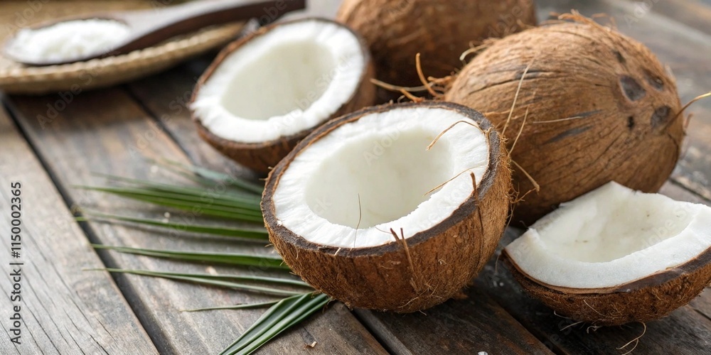 coconut on a wooden table