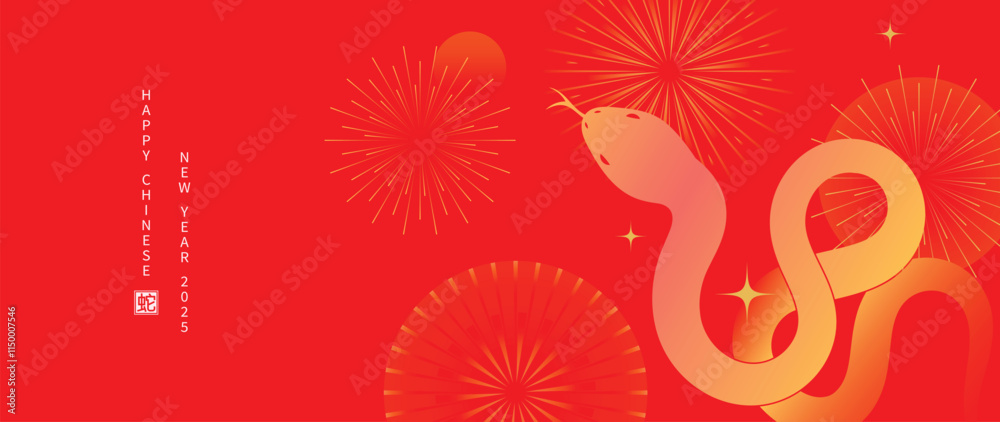 Happy Chinese new year 2025 background vector. Year of the snake design wallpaper with snake, firework. Modern luxury oriental illustration for cover, banner, website, envelope. Happy Chinese new year 2025 background vector. Year of the snake design wallpaper with snake, firework. Modern luxury oriental illustration for cover, banner, website, envelope.