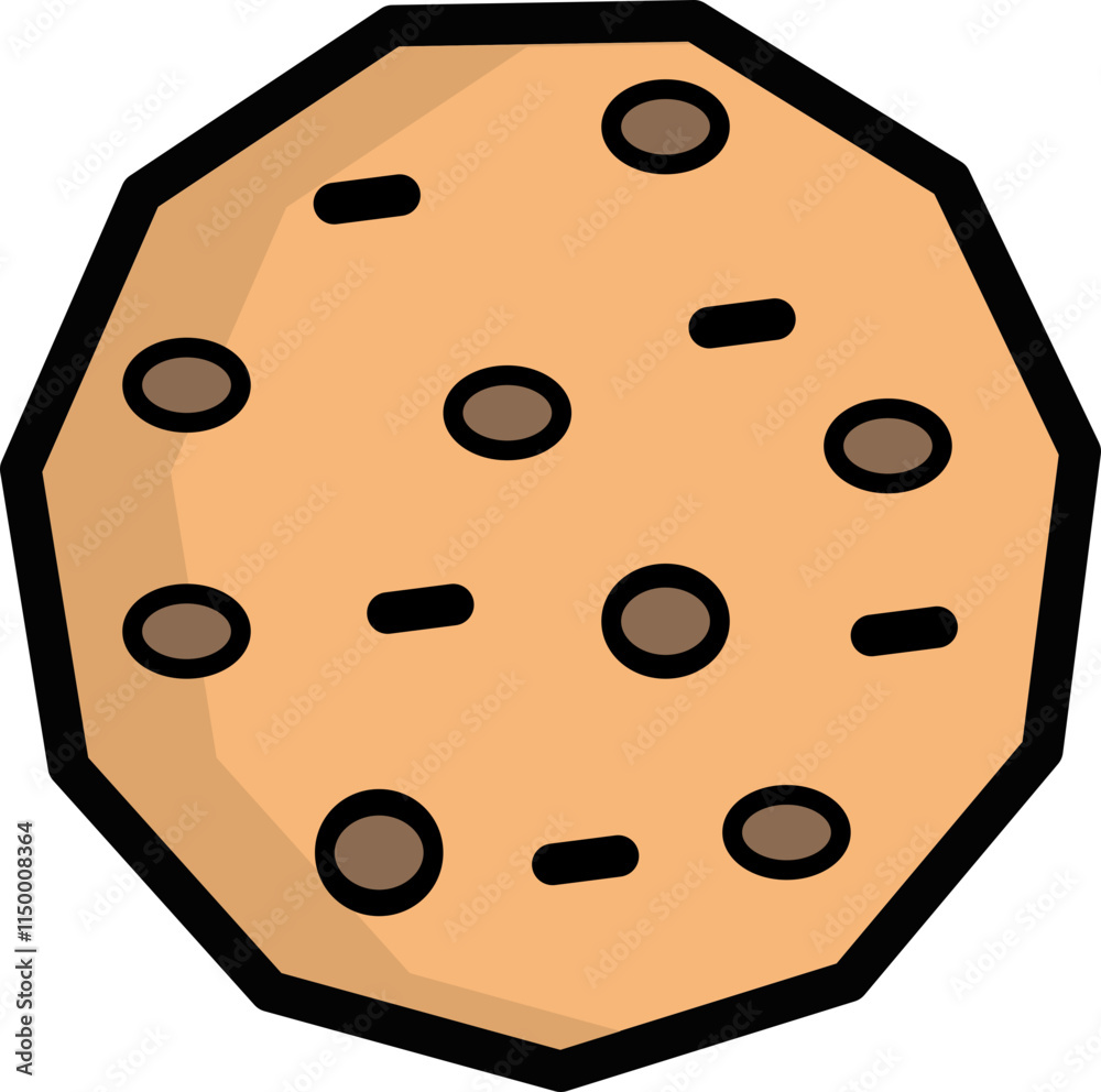 Fototapeta premium Cartoon Illustration of a Chocolate Chip Cookie