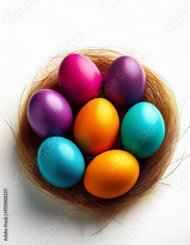 Generated image Colorful Eggs isolated on white background