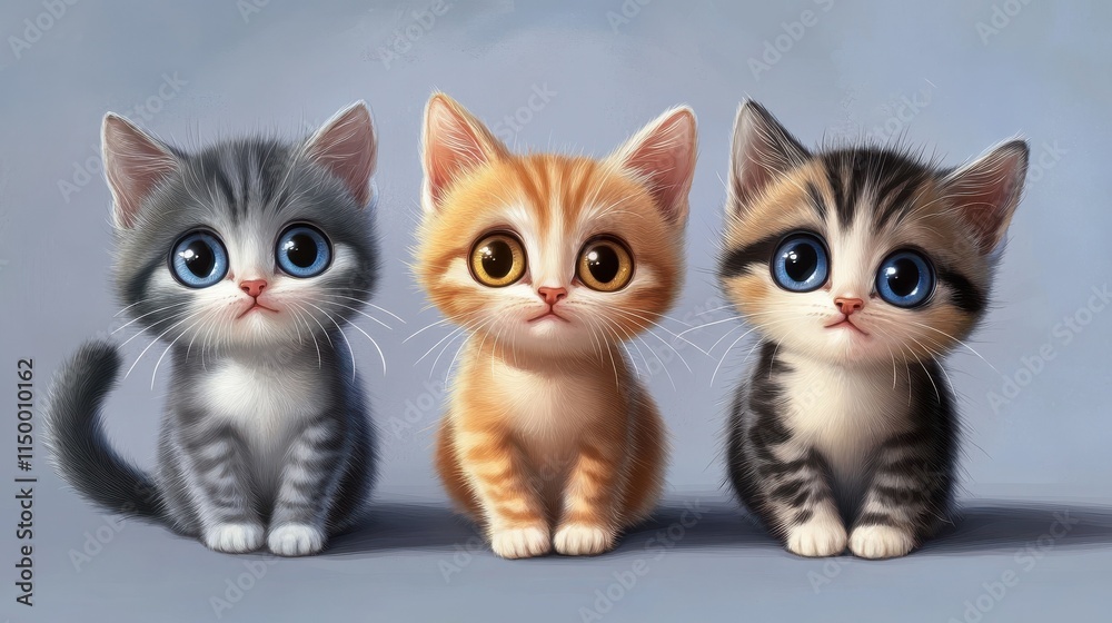 three cartoon little kitten illustration three cartoon little kitten illustration