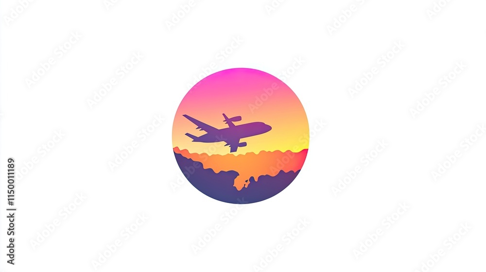 Sunset Flight: Airplane Silhouette at Golden Hour Sunset Flight: Airplane Silhouette at Golden Hour