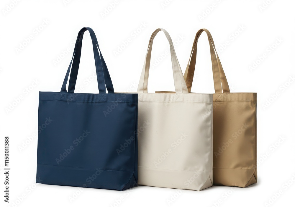 Reusable shopping bags, eco-friendly totes, minimalist design, navy blue, white, tan, beige Reusable shopping bags, eco-friendly totes, minimalist design, navy blue, white, tan, beige