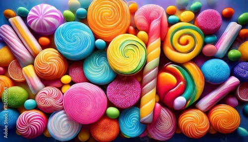 Generated image delicious background candy food illustration tasty sugary, colorful dessert