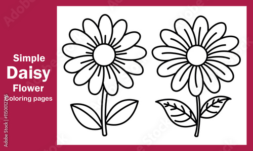 "Simple Daisy Flower Coloring Pages - Easy and Charming Designs for Relaxation and Fun"