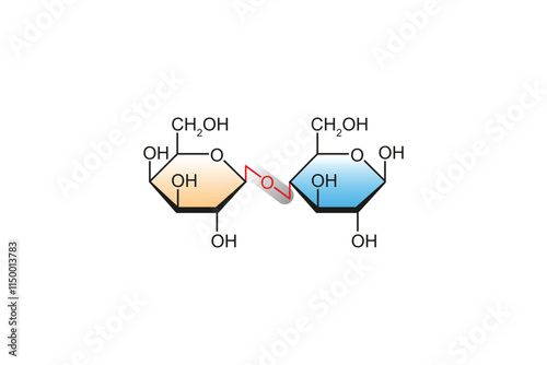Lactose Sugar Molecule Science Design. Vector Illustration.