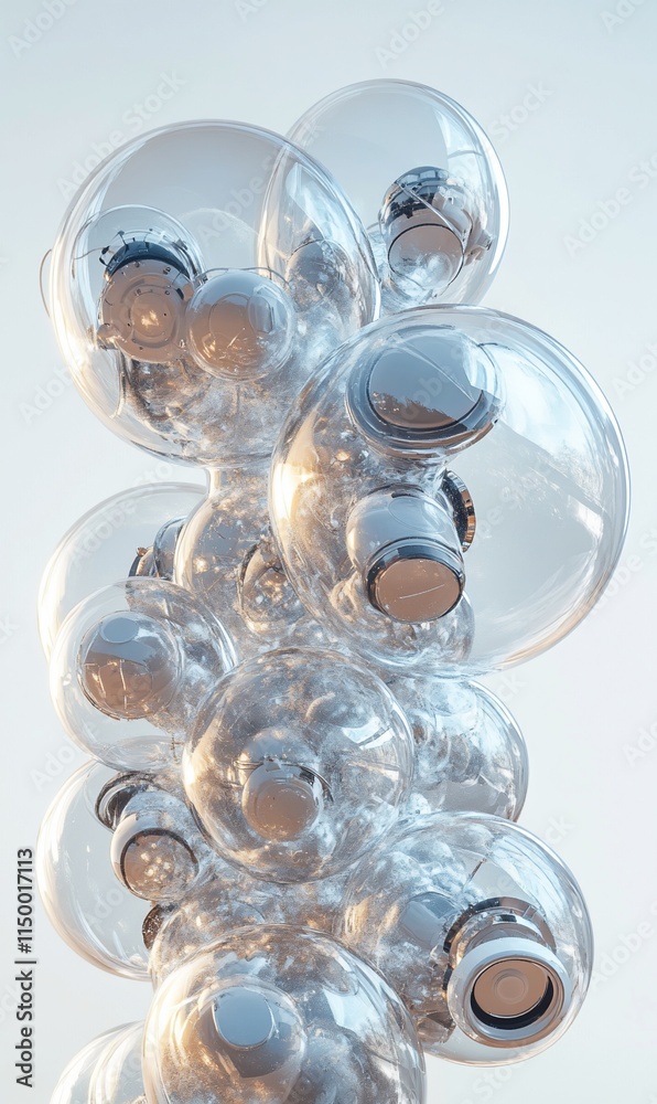 Abstract translucent glass sphere cluster sculpture. Abstract translucent glass sphere cluster sculpture.