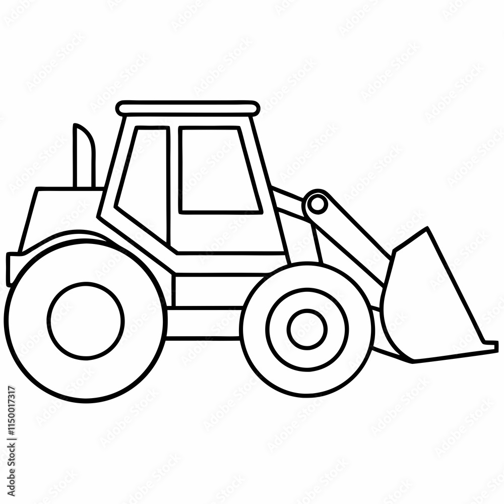 Simple Bulldozer Outline for Children's Illustration Simple Bulldozer Outline for Children's Illustration