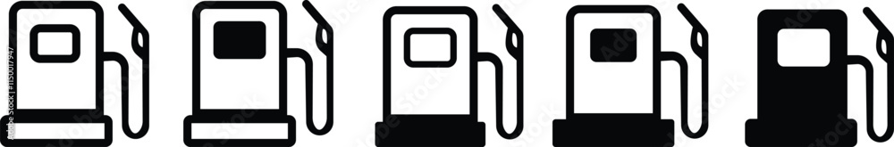 Gas Station Icon set graphic design elements . Editable Stroke. Engine oil icon symbols. Minimalistic Linear Pictogram for Design of Cards, Apps, Banners, Posts, isolated on transparent background.