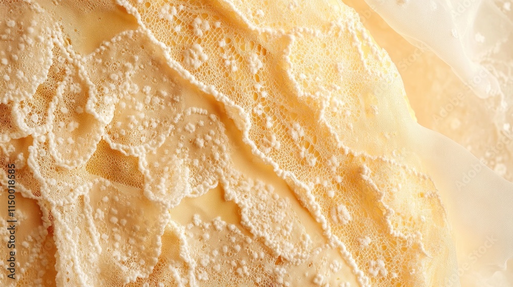 Obraz premium Close-up of creamy, melting, pale-yellow ice cream with textured surface.