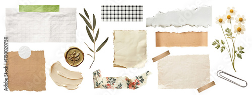 Note paper collage png cut out element set, transparent background