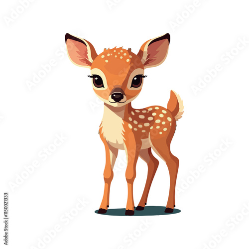 cute baby rein deer antlers animals icon vector art flat design illustrations