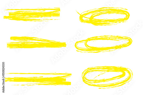 set hand drawn underline highlighter marker strokes swoops waves brush marks abstract doodle vector