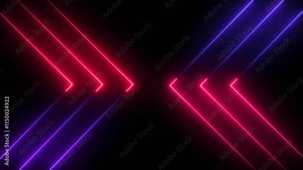 Neon background with colorful beams of light.Glowing  rays in motion into digital technologic Deep on black back grouund