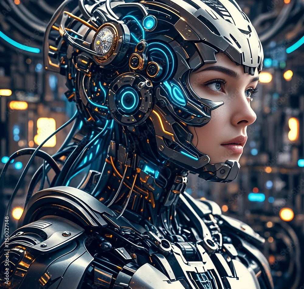 Fototapeta premium cyber person with silver