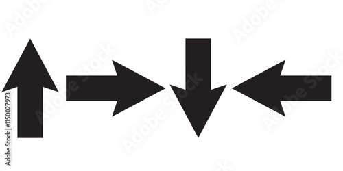 Bold arrow sign collection, set of black arrows icons, isolated on white background - Vector illustration. eps