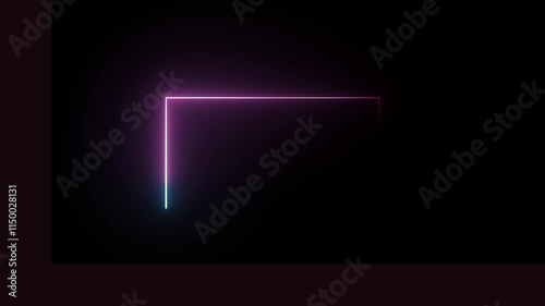 Abstract moving neon rectangle, square frame concept. Neon  rectangle icon animation on black background photo