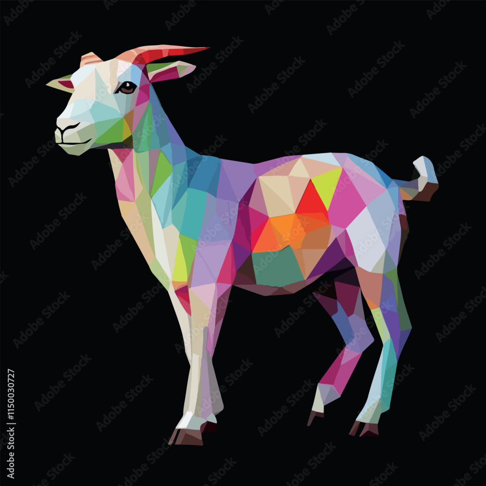 Obraz premium Colorful Low Poly Goat Vector illustration on isolated background