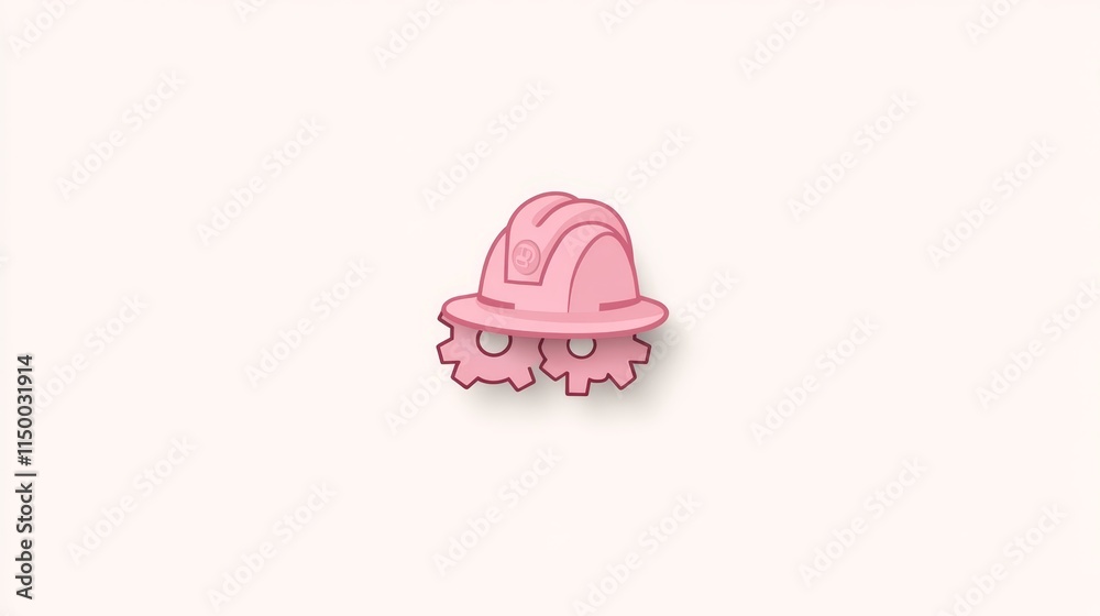 Fototapeta premium Pink Hard Hat Gears Engineering Construction Teamwork