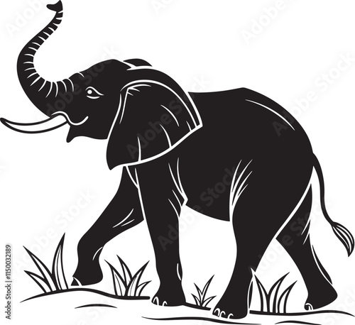 Elephant Silhouette vector illustration set isolated on white background-Elephant Silhouette Silhouette, Files for Cutting Cricut and Silhouette, Isolated on white background