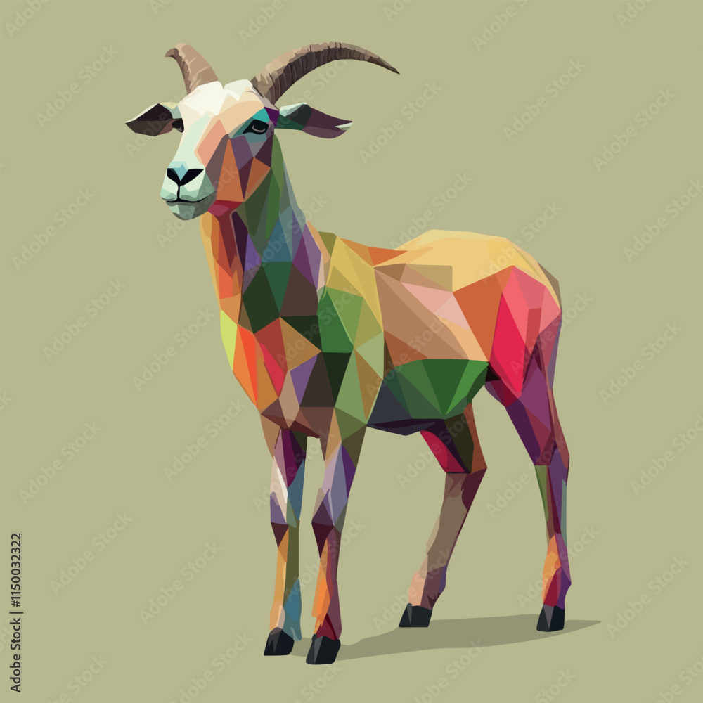 Obraz premium Colorful Low Poly Goat Vector illustration on isolated background