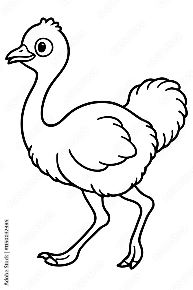 A cute baby ostrich running in a desert illustration perfect for nature and wildlife enthusiasts. A cute baby ostrich running in a desert illustration perfect for nature and wildlife enthusiasts.