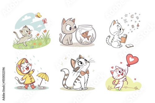 Playful and Cute Kittens - Clipart Illustration Bundle