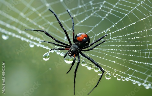 Redback Spider Web Dewdrops Macro Shot Nature Photography
