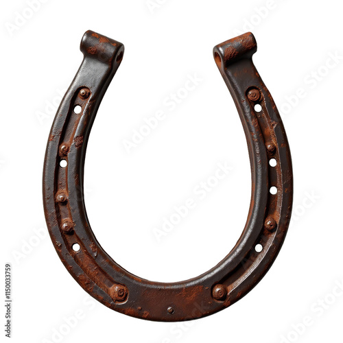 Old rusted horseshoe on black background