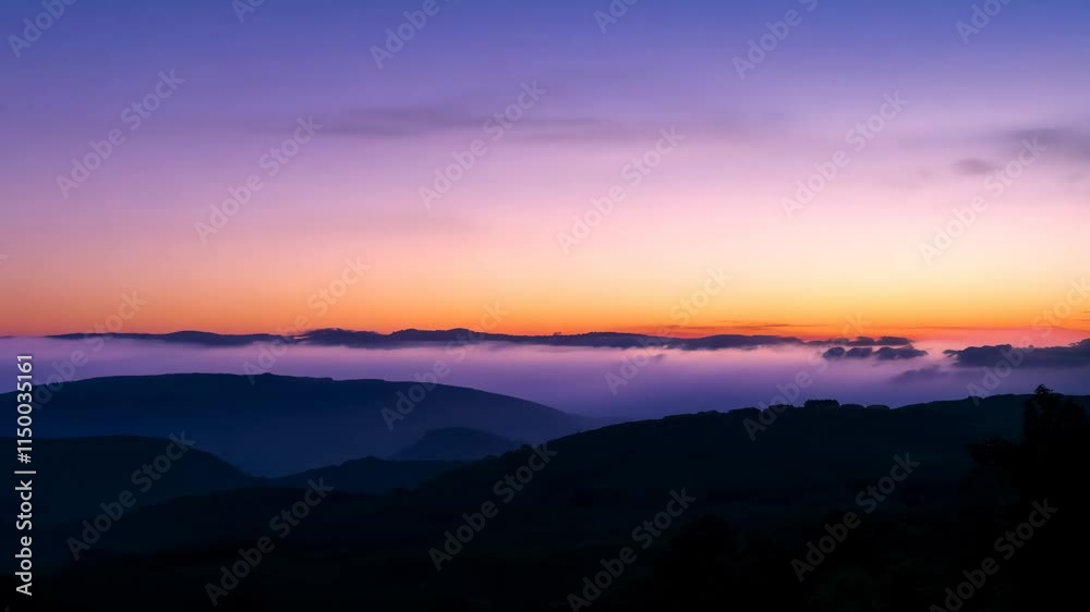 Twilight Horizon: A Breathtaking Dusk Landscape with Clouds and Tranquil Ambiance Twilight Horizon: A Breathtaking Dusk Landscape with Clouds and Tranquil Ambiance