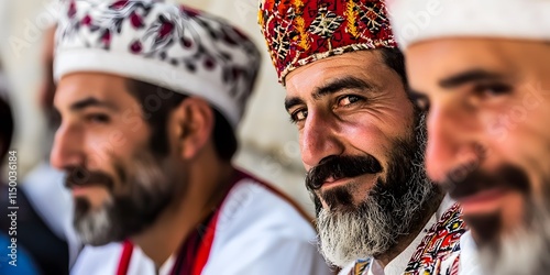 A close-up view of Turkish men in traditional attire, showcasing rich cultural heritage photo