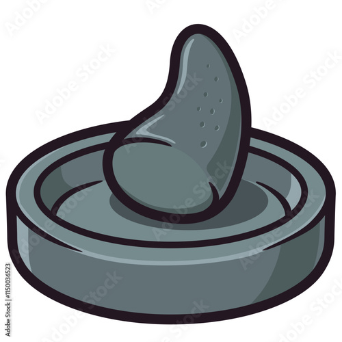 stone mortar and pestle cartoon illustration