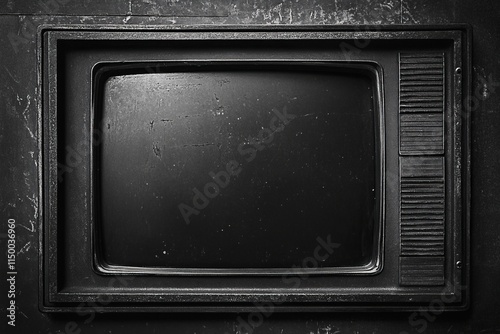 Vintage CRT television screen with static texture reflecting retro technology aesthetic and nostalgia photo