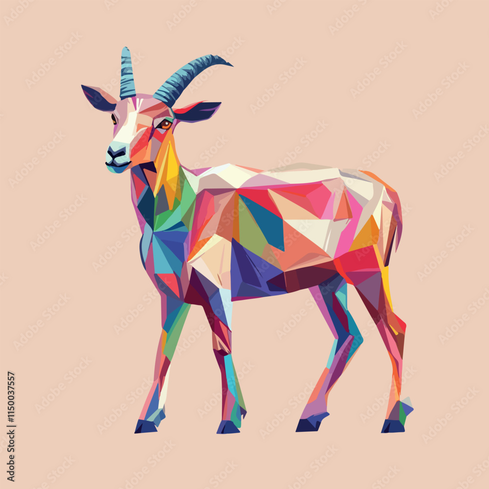 Obraz premium Colorful Low Poly Goat Vector illustration on isolated background