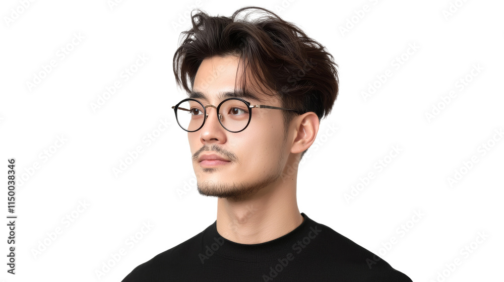 Stylish man with glasses studio setting portrait photography fashion perspective modern aesthetic Stylish man with glasses studio setting portrait photography fashion perspective modern aesthetic